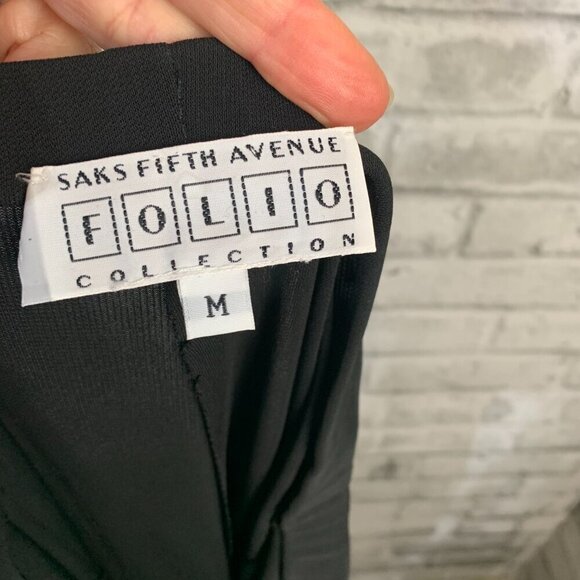 Vintage Saks Fifth Avenue Collection Black Jersey Knit Ruffle Knee Length Skirt - Picture 7 of 12